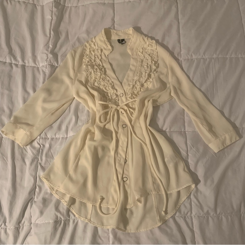 Milkmaid Ruffle Button Down Blouse